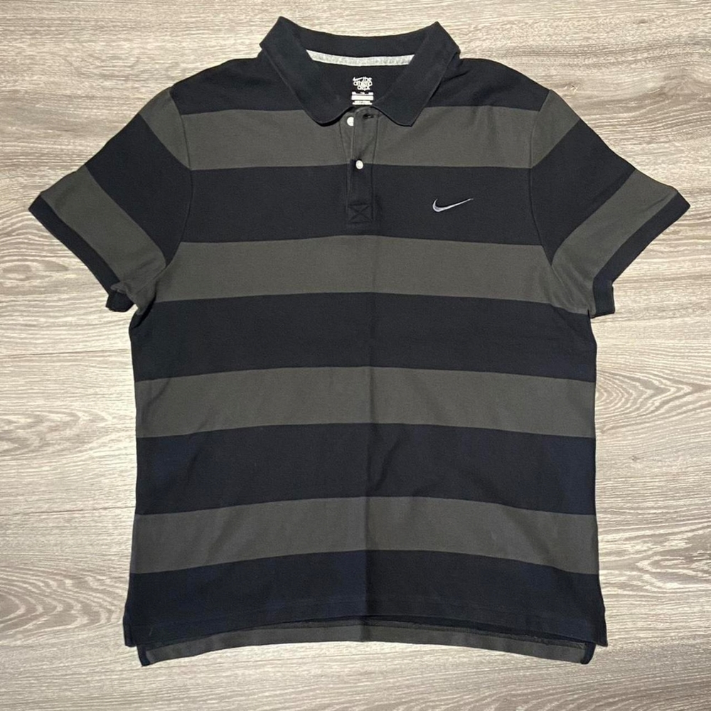 Nike Men's Grey and Navy Polo-shirts